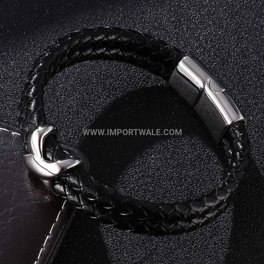 Silicone and Stainless Steel Crown Motif Pair Bracelet