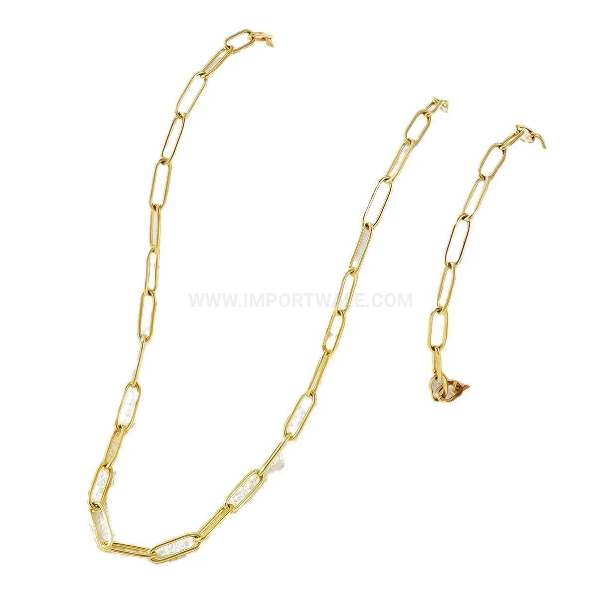 Modern Minimalist 18K Gold Plated Titanium Steel Cross Chain Jewelry Set