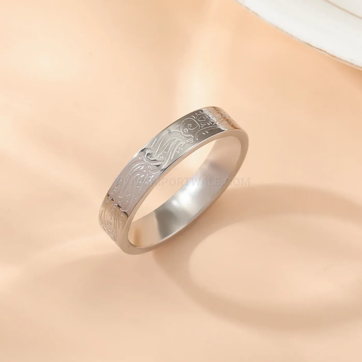 Minimalist Stainless Steel Arabic Script Religious Band Ring