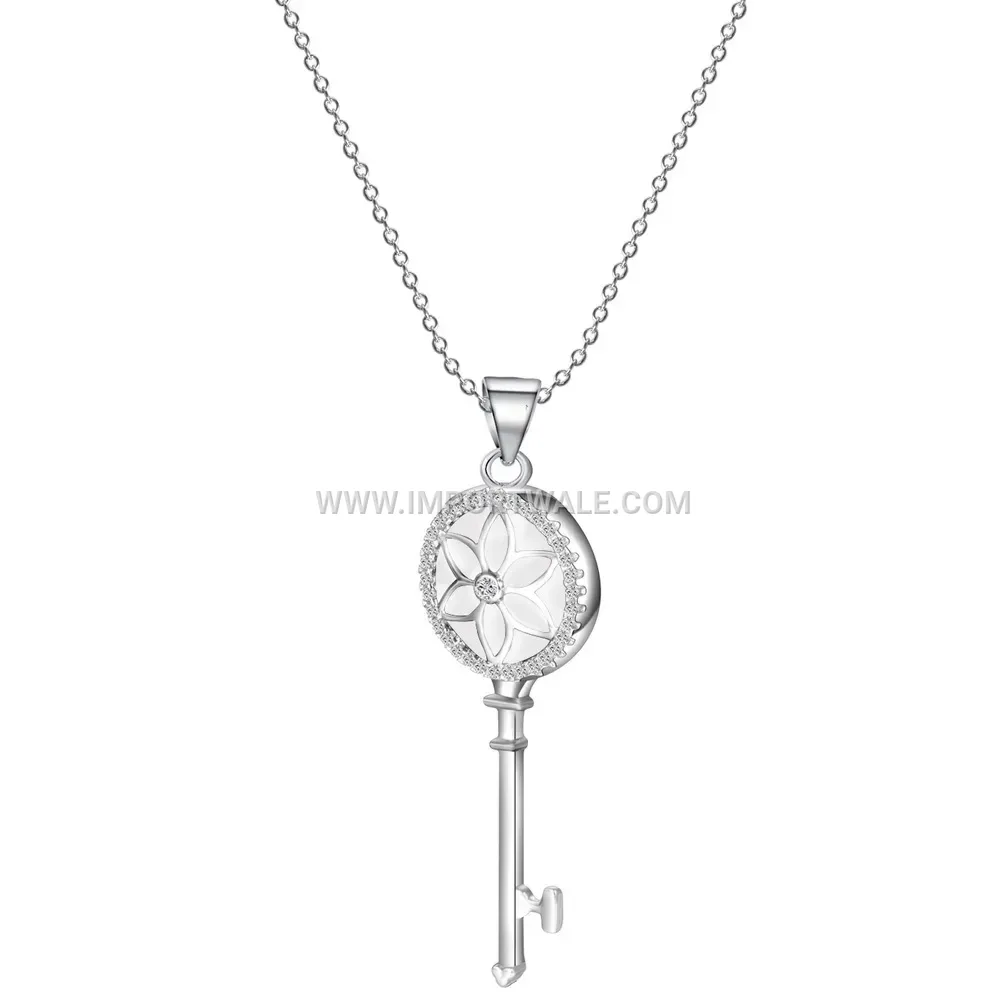 Rhinestone Key Pendant Stainless Steel Necklace for Women
