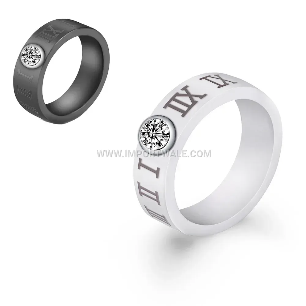 Roman Numeral Zirconia Ceramic Ring