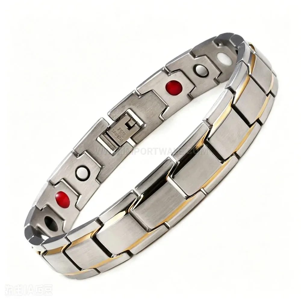 Men Beveled Stainless Steel Energy Link Bracelet