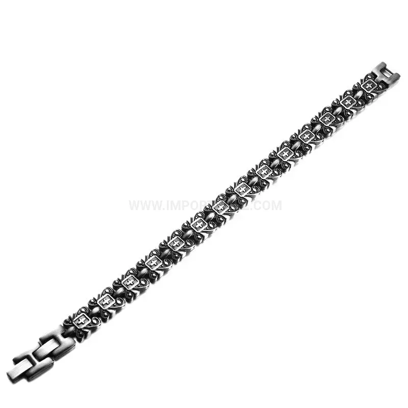 Classic Vintage Cross Titanium Steel Bio Magnetic Bracelet
