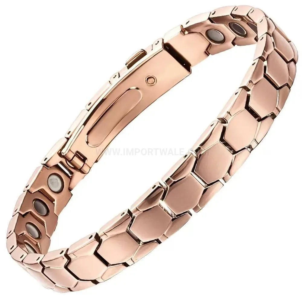 Modern Rose Gold Titanium Steel Bio Magnetic Watchband Bracelet