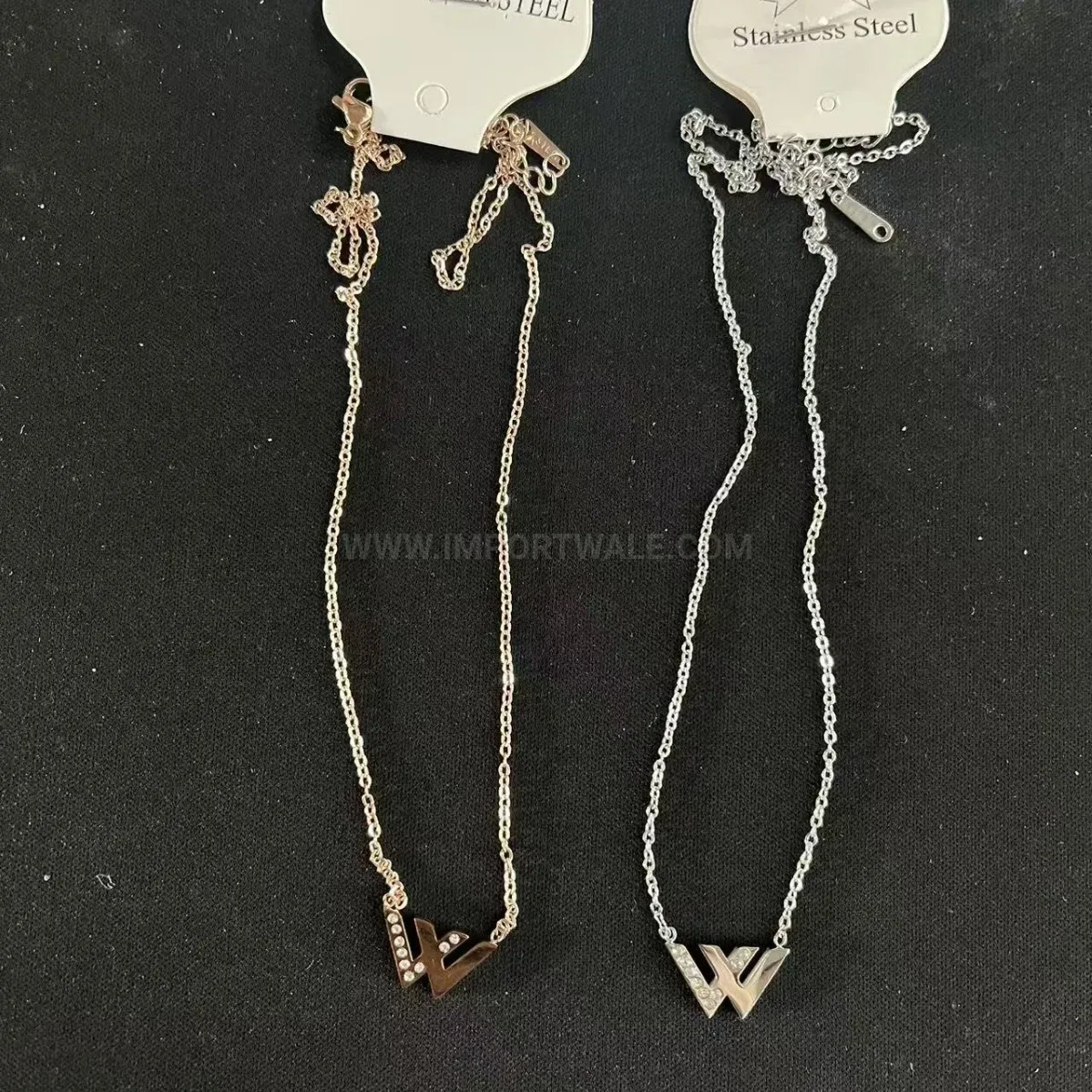 Modern W-Letter Pendant Stainless Steel Collar Necklace