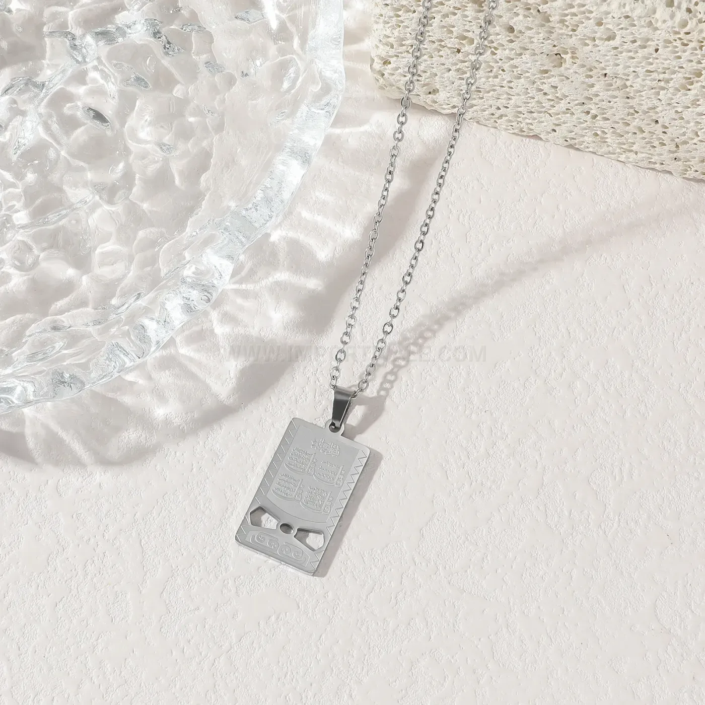 Elegant Stainless Steel Arabic Calligraphy Pendant Religious Necklace