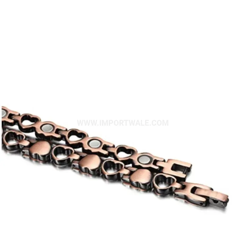 Elegant Heart Charm Pure Copper Bio Magnetic Energy Bracelet
