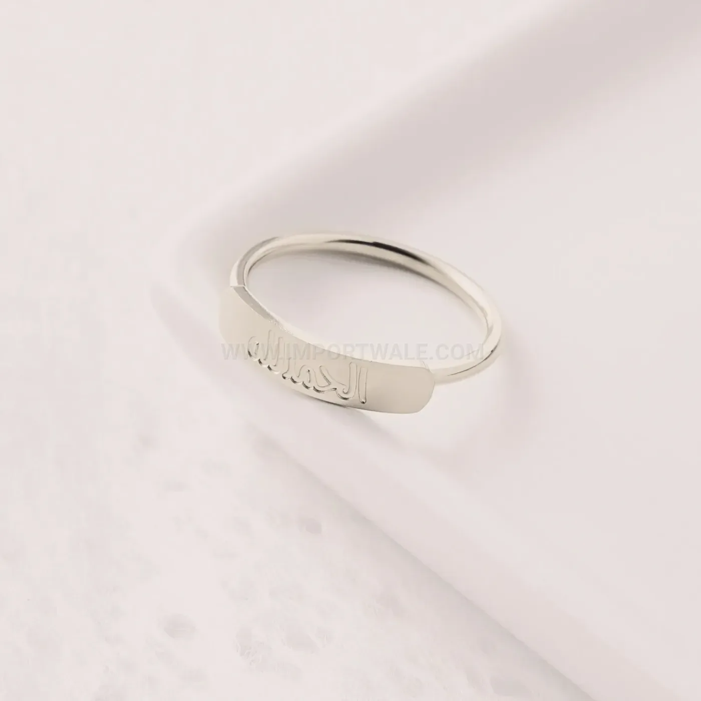 Arabic Calligraphy Stainless Steel Zircon Eternity Band Ring