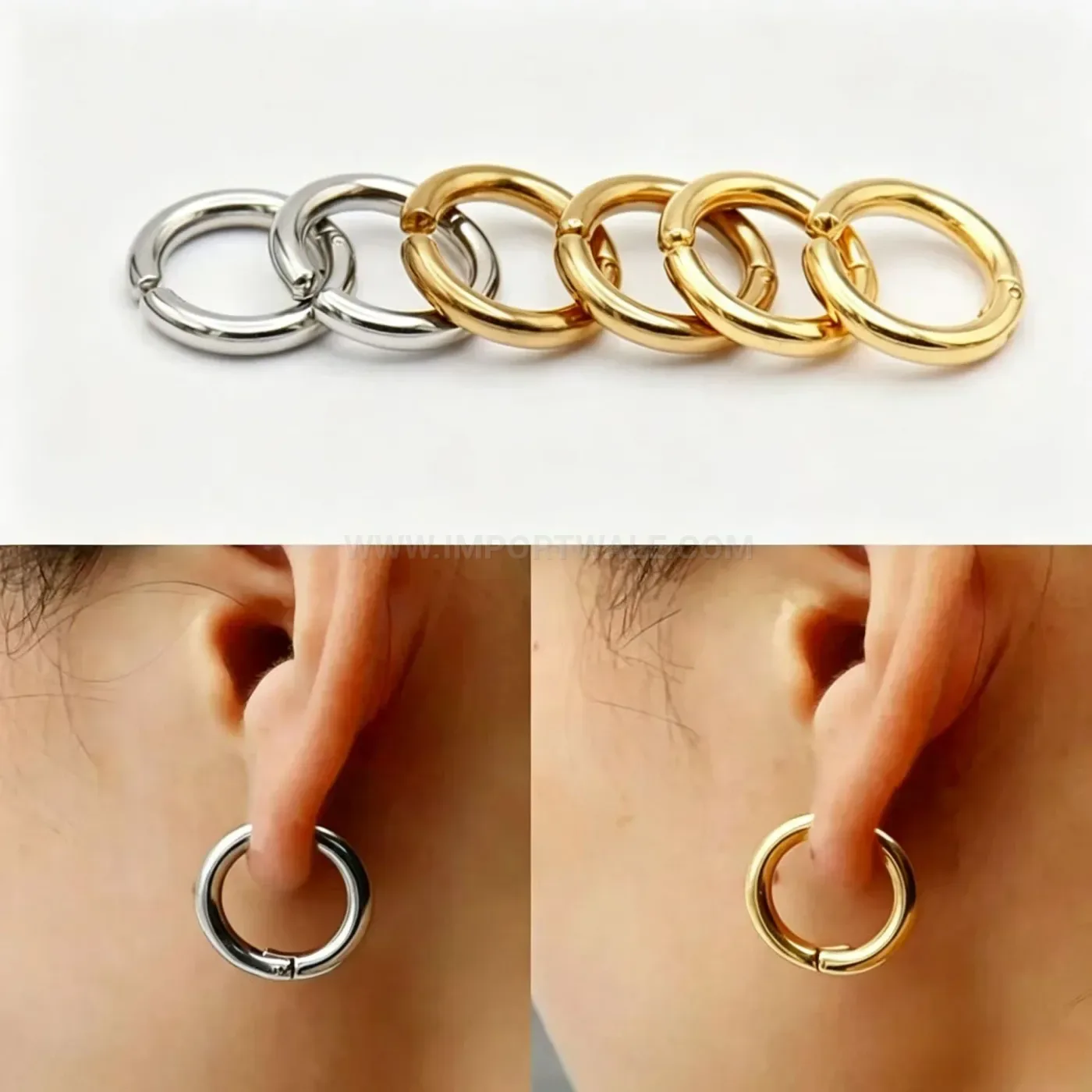Elegant Multi-Size Plain Round Non-Pierced Ear Cuff Set