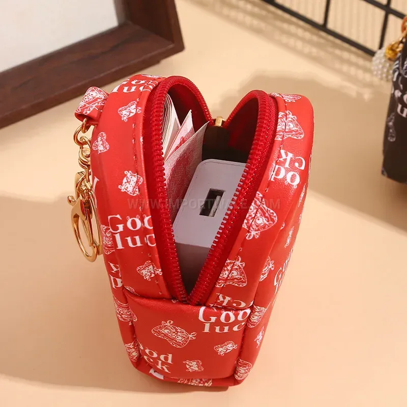 Chic Chinese Style Miniature PU Leather Backpack Keychain Coin Pouch