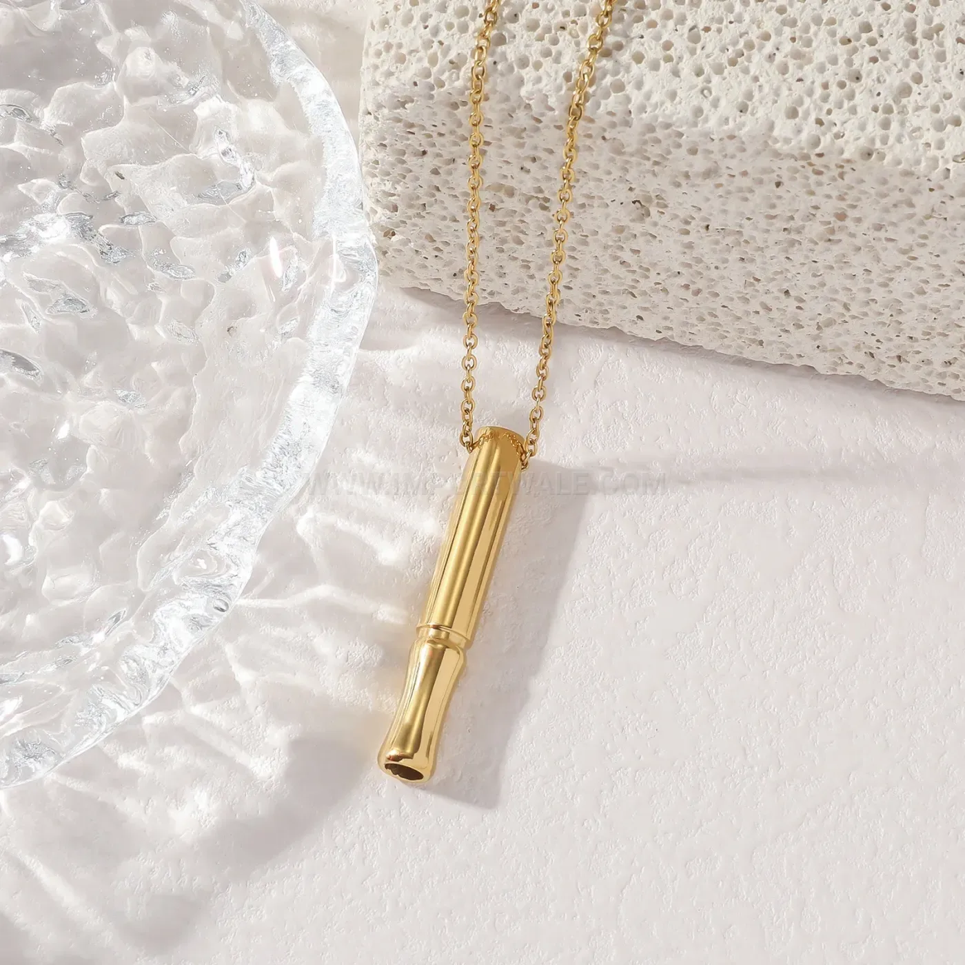 Bold Stainless Steel Mindful Breathing Tube Pendant Necklace