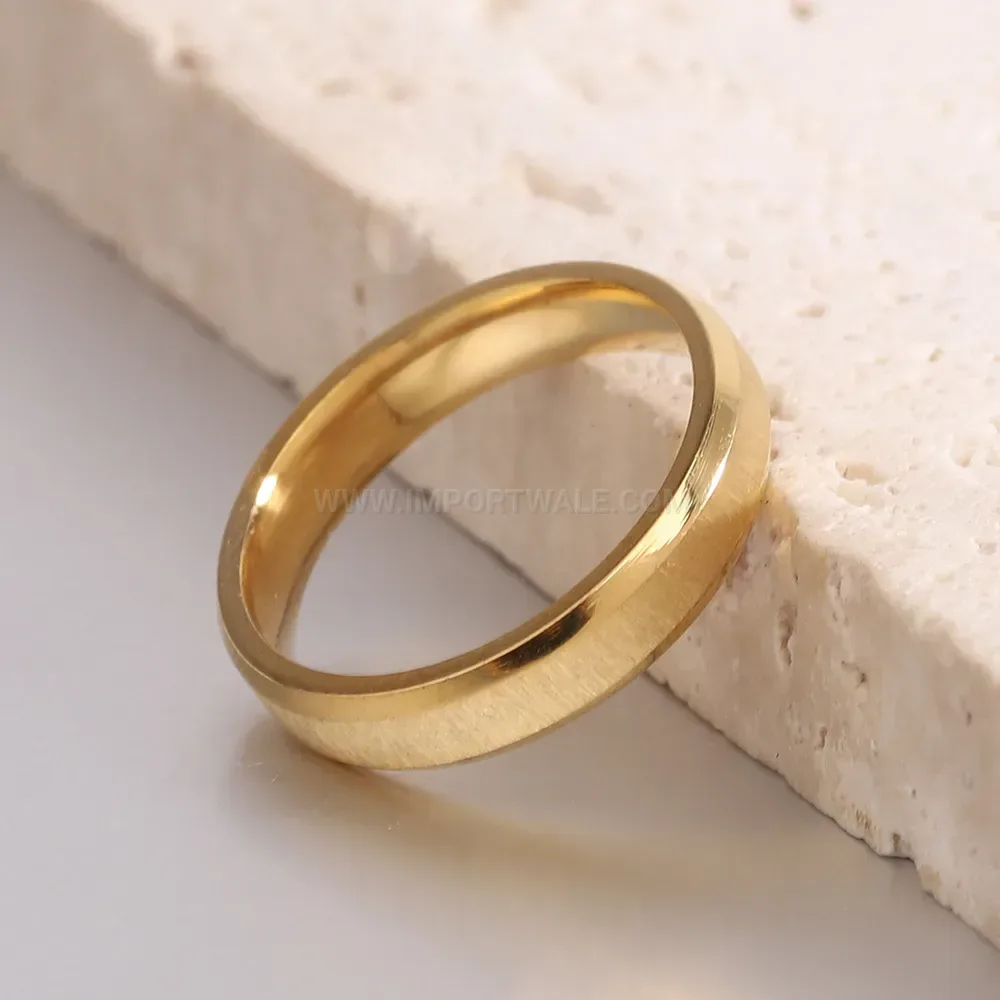 Premium Frosted Matte 18K Gold Stainless Steel Band Ring