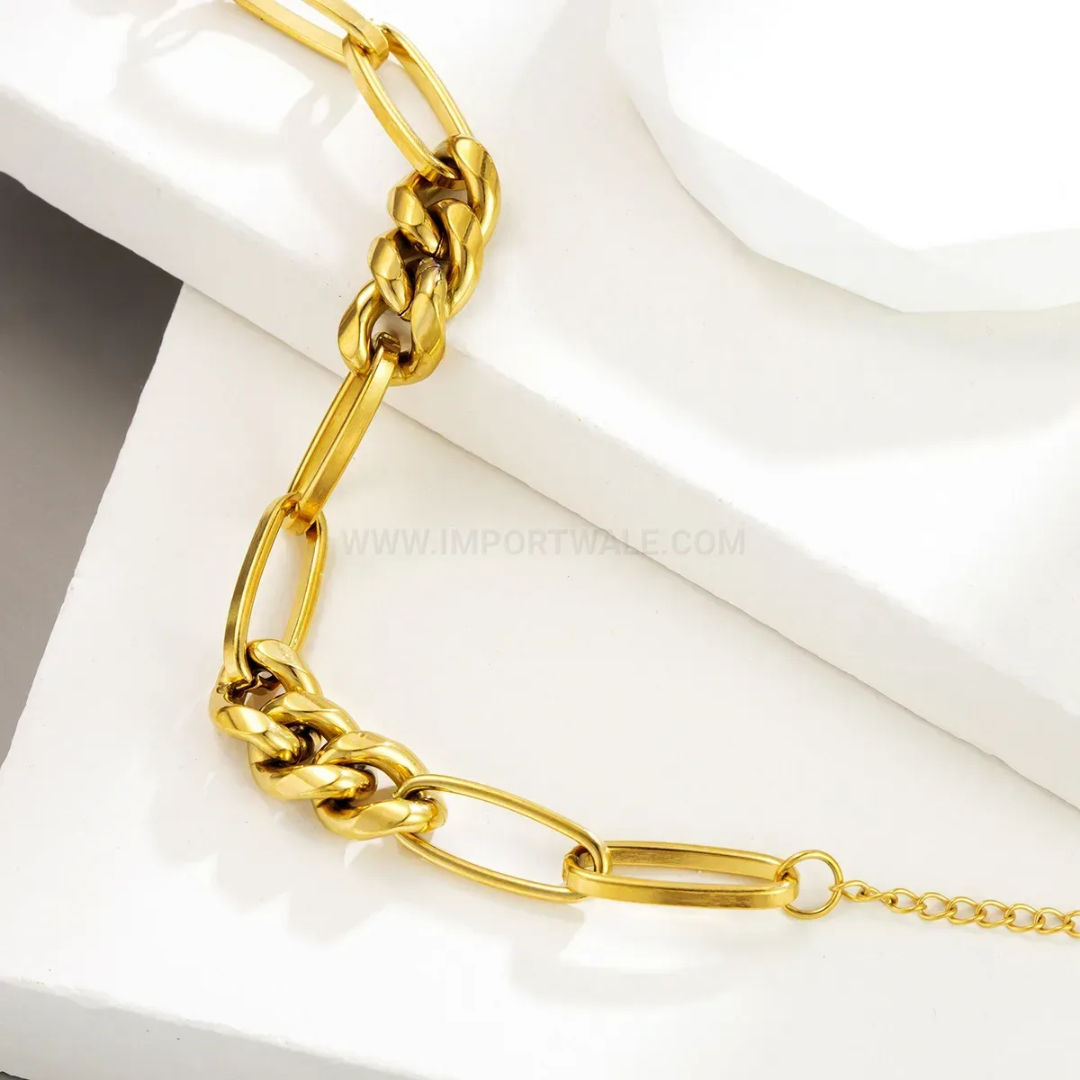 Fashion Vintage Hip-Hop Gold Chunky Chain Titanium Steel Bracelet