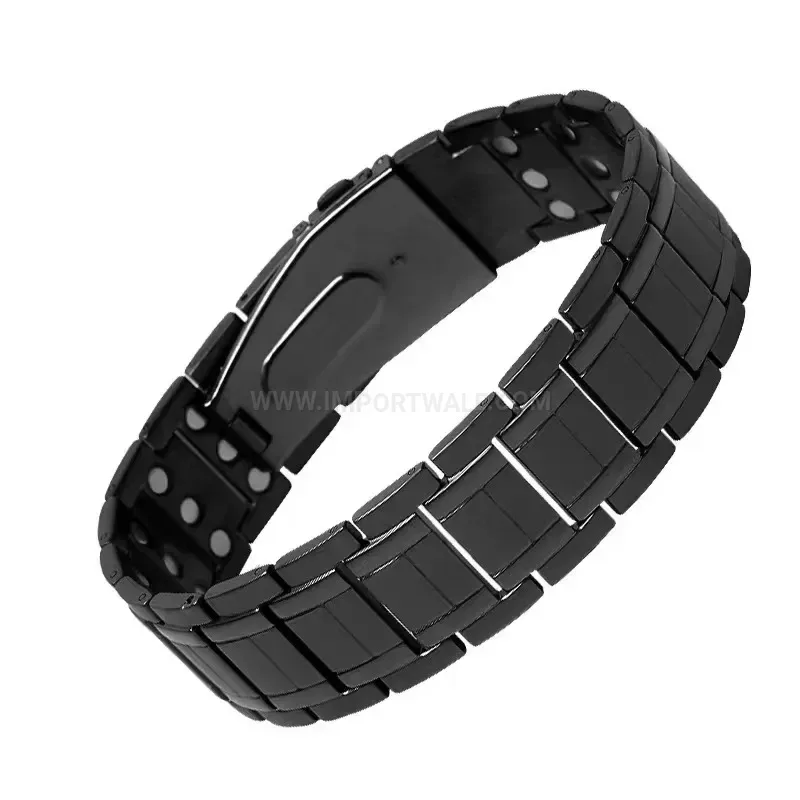 Modern Triple Row Magnetic Stainless Steel Adjustable Link Bracelet