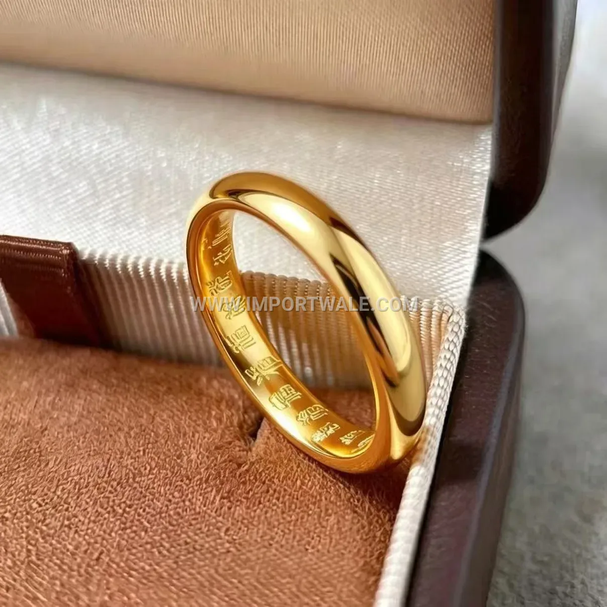 Engraved Character Stainless Steel Inner Band Minimalist Ring