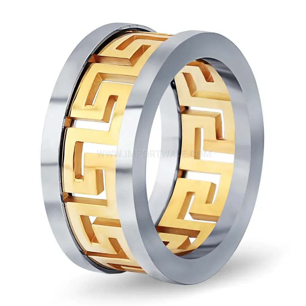 Stylish Cutout Lattice Motif Stainless Steel Statement Ring