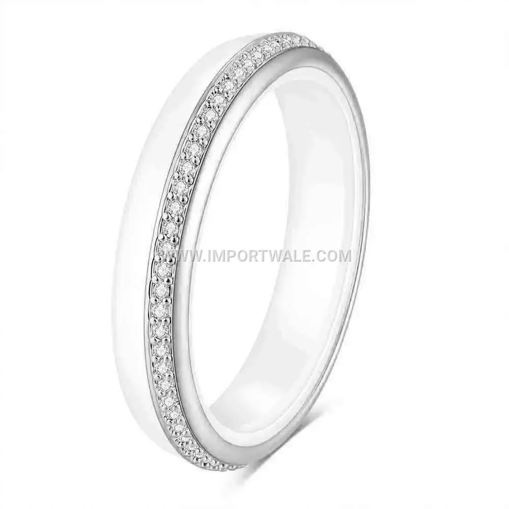 Minimalist 4mm Zircon Micro-Pave Ceramic Band Ring