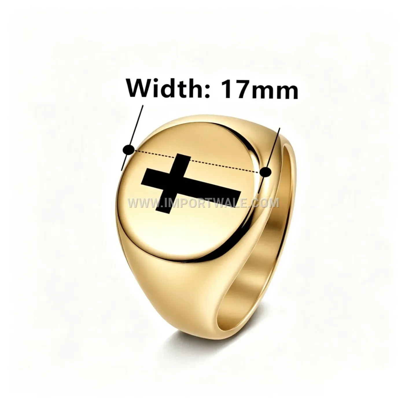Vintage Cross Emblem Gold Plated Stainless Steel Signet Ring