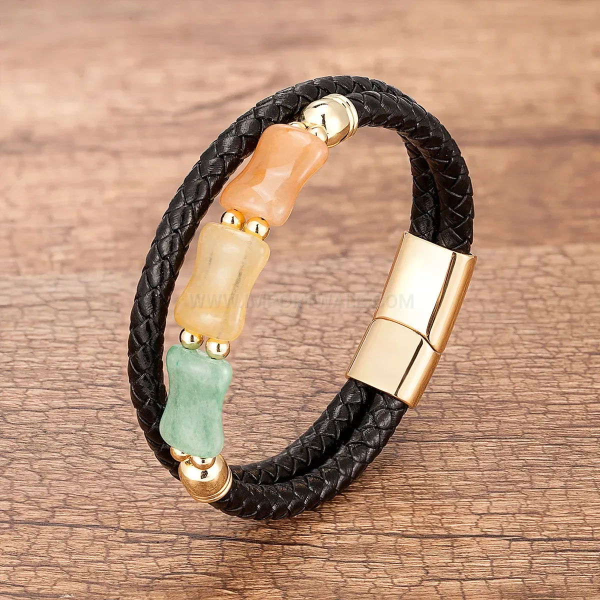 Braided Leather Stainless Steel Magnetic Clasp Bracelets