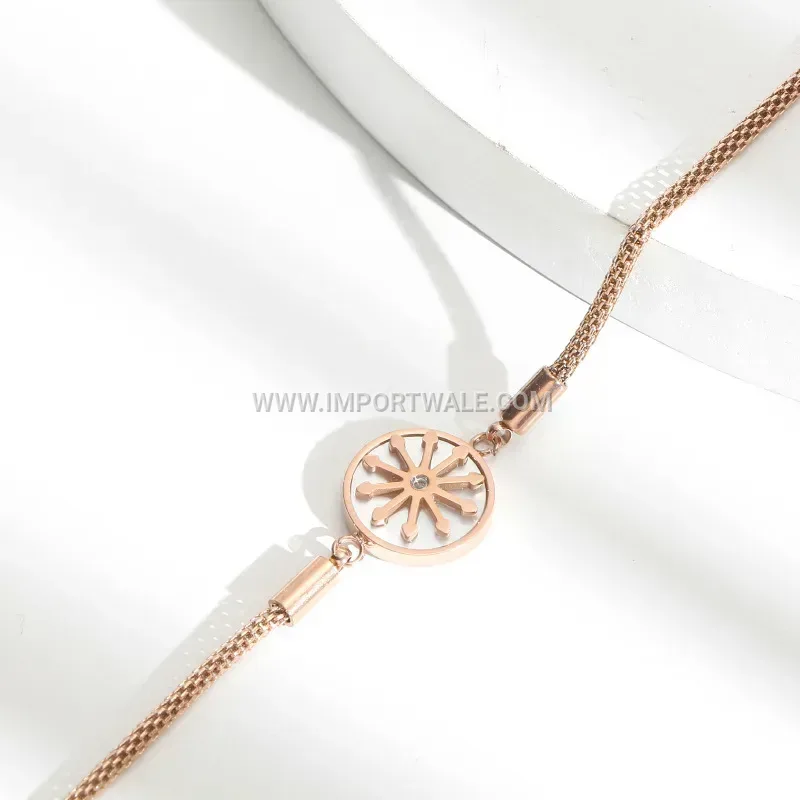 Rose Gold Titanium Steel Star Celestial Compass Bracelet
