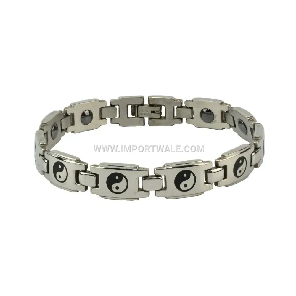 Bagua Motif Titanium Steel Magnetic Charm Bracelet