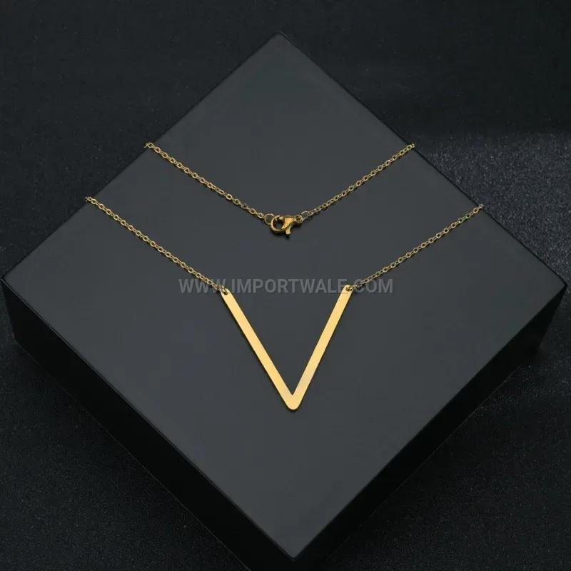 Polished Stainless Steel Initial Letter Pendant Necklace with O-Chain