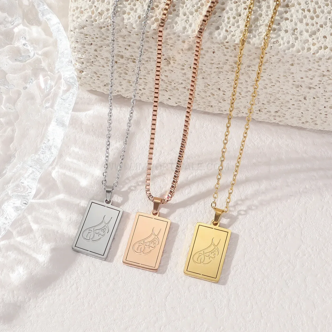 Elegant Arabic Calligraphy Stainless Steel Devotional Pendant Necklace