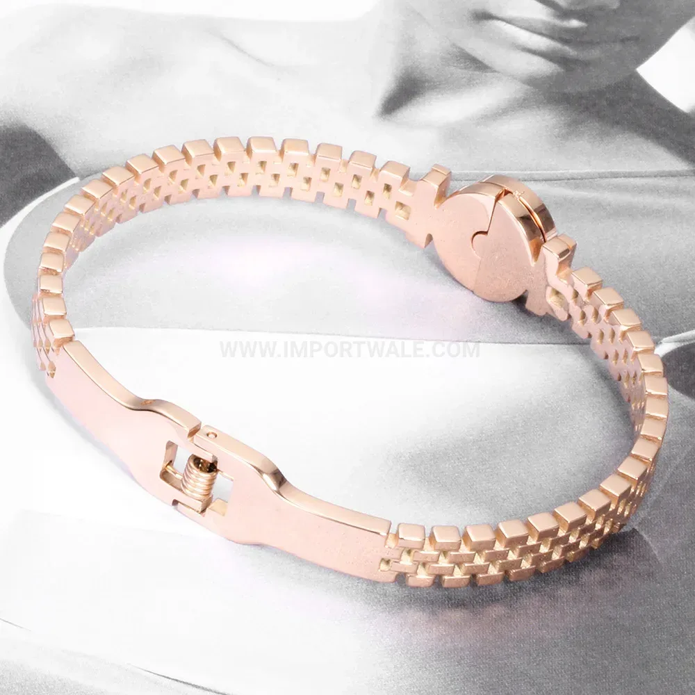 Fashion Roman Numeral Cutout Stainless Steel Bangle Bracelet
