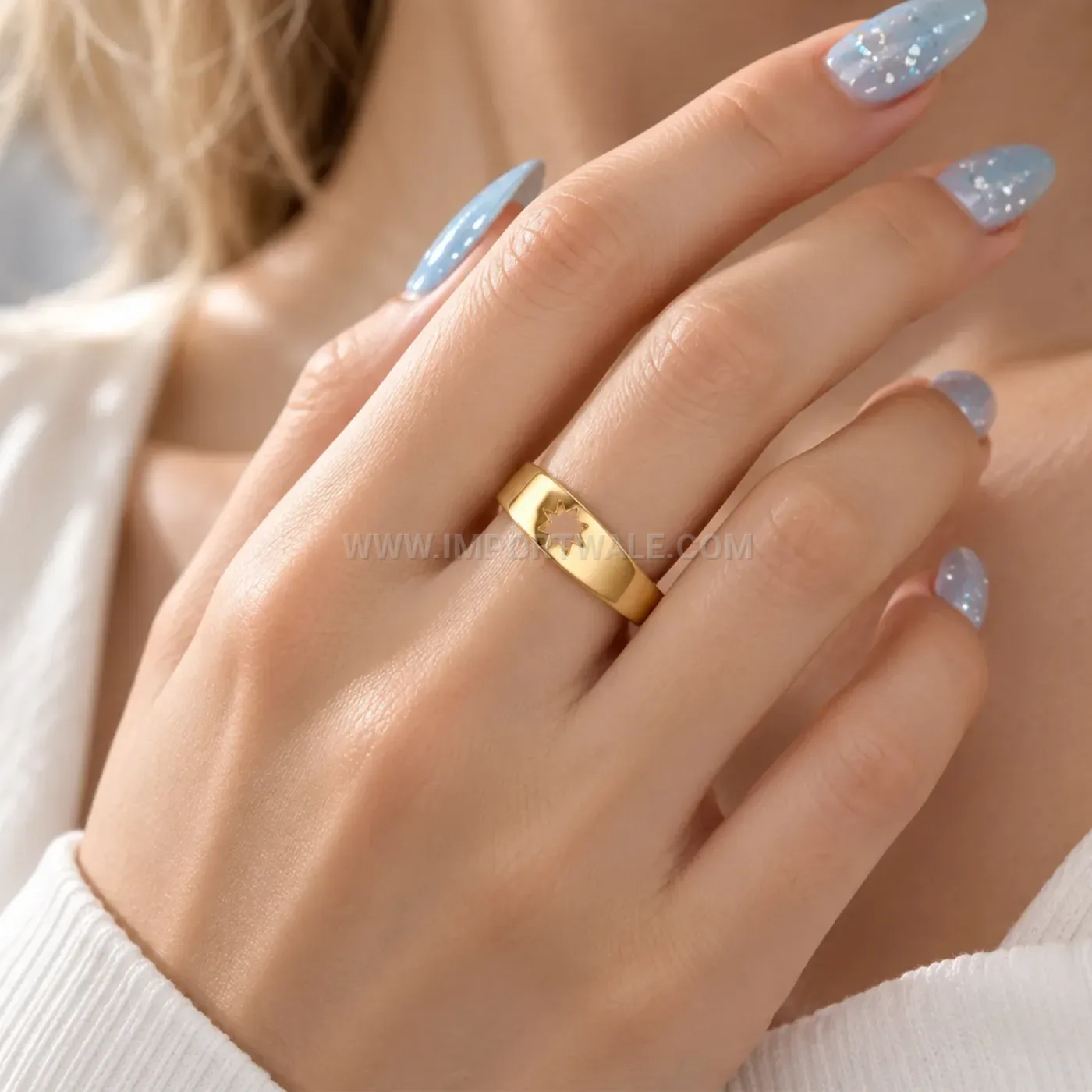 Sun and Moon Cutout Stainless Steel Stacking Couple Ring Set
