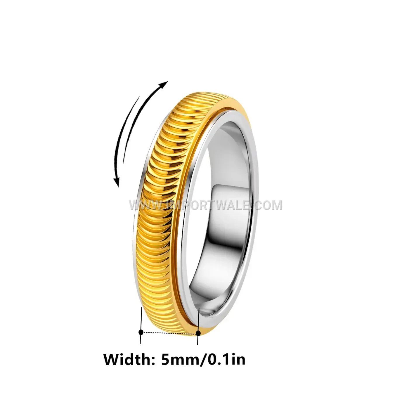 Textured Stainless Steel Spinner Band Ring