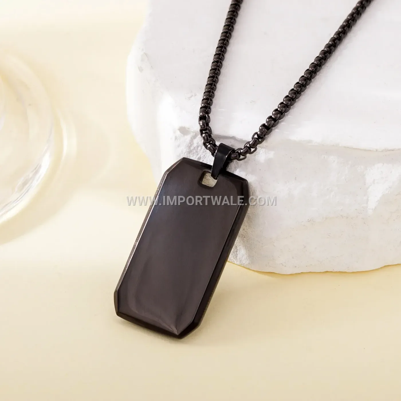Smooth Geometric Square Stainless Steel Pendant Necklace for Men