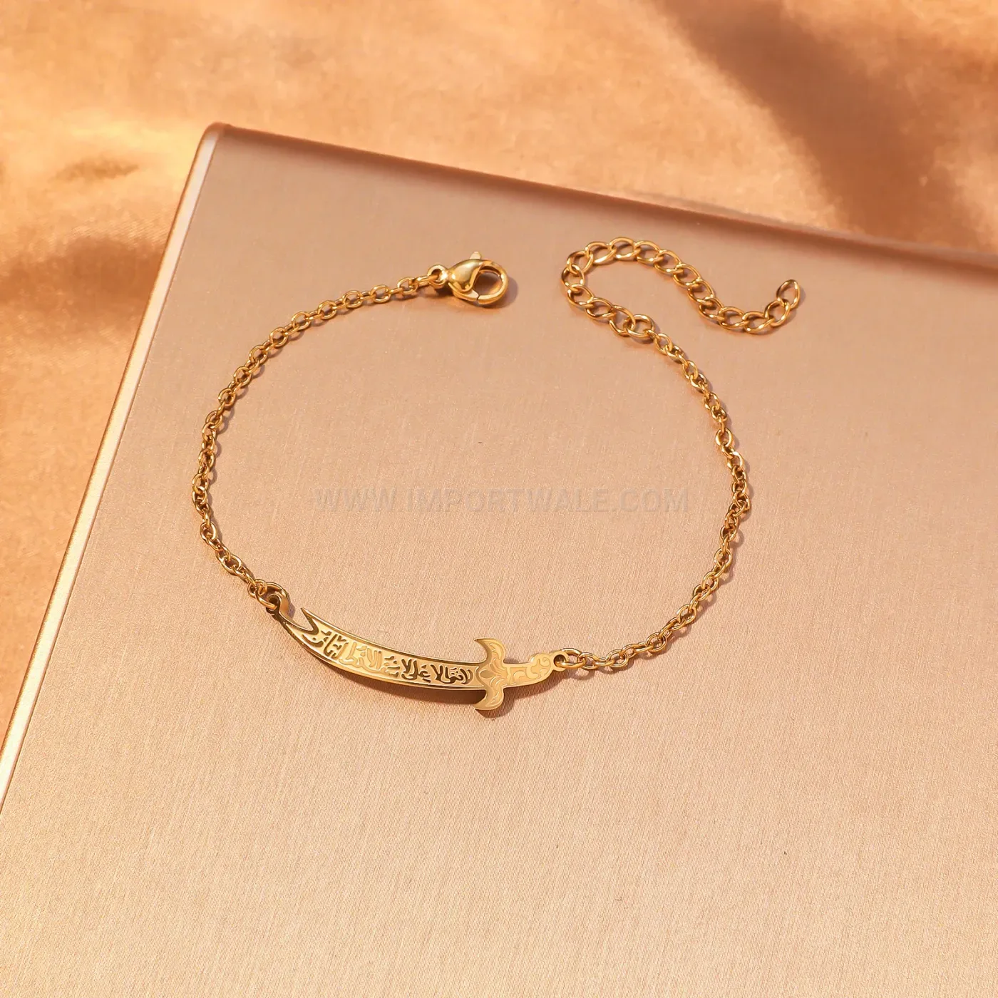 Islamic Arabic Calligraphy Stainless Steel Pendant Necklace and Bracelet Jewelry Set