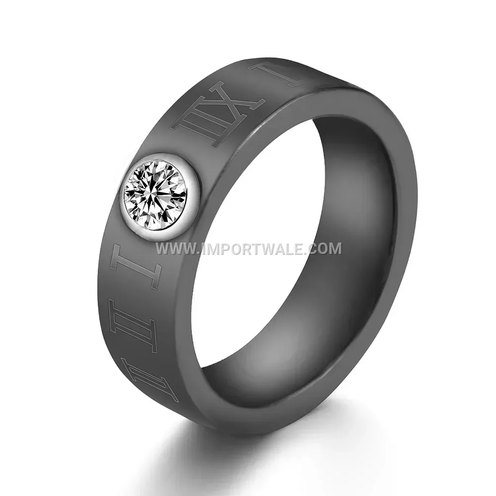 Roman Numeral Zirconia Ceramic Ring