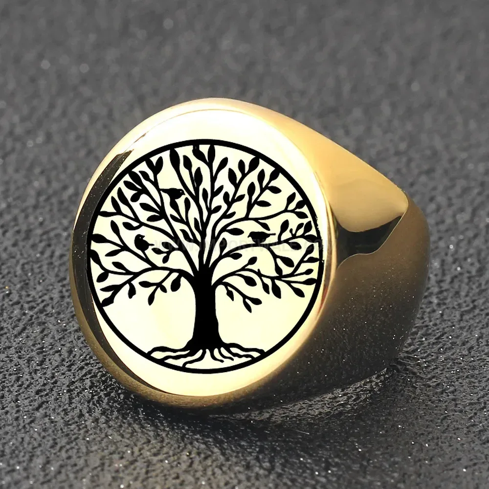 Elegant Tree of Life Stainless Steel Signet Ring