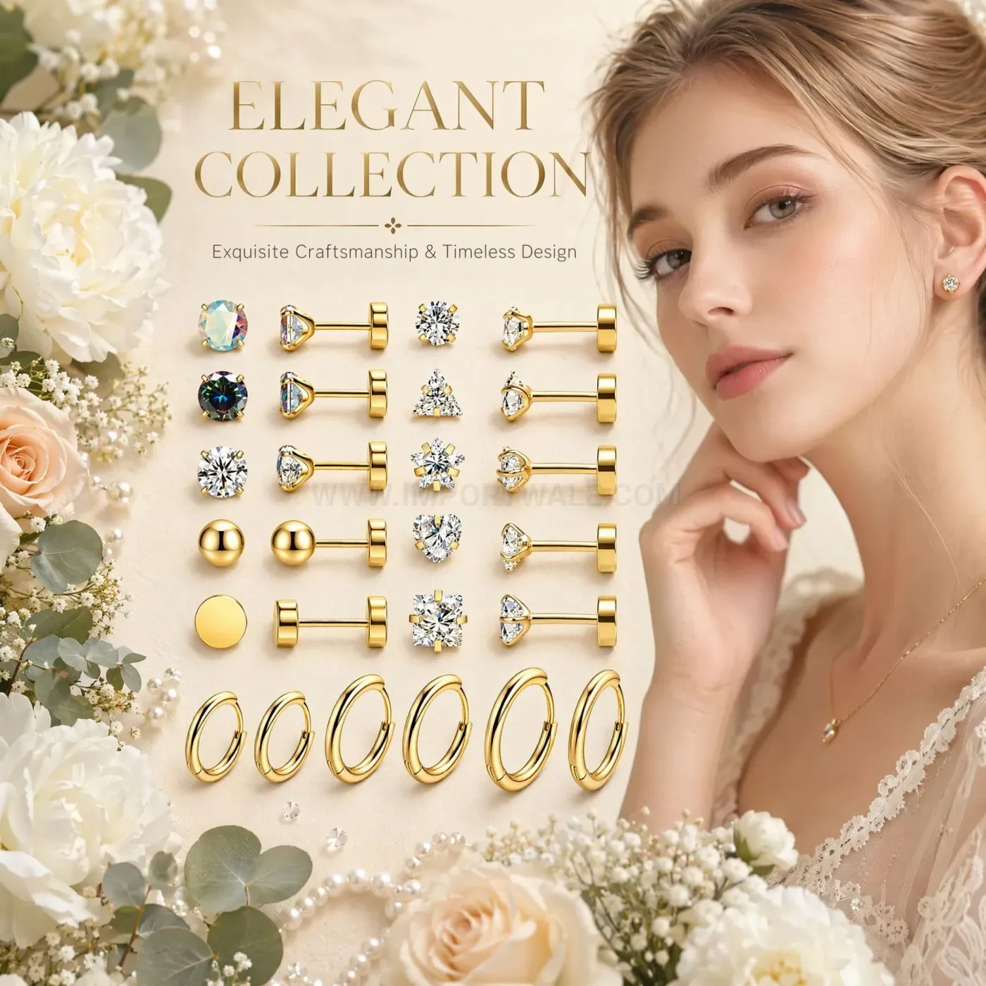 Premium Stainless Steel Plain Huggie Hoop Piercing Earring Set