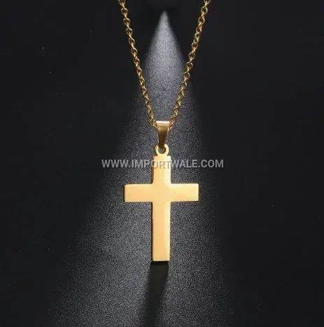 Minimalist Stainless Steel Christian Cross Pendant Link Chain Necklace