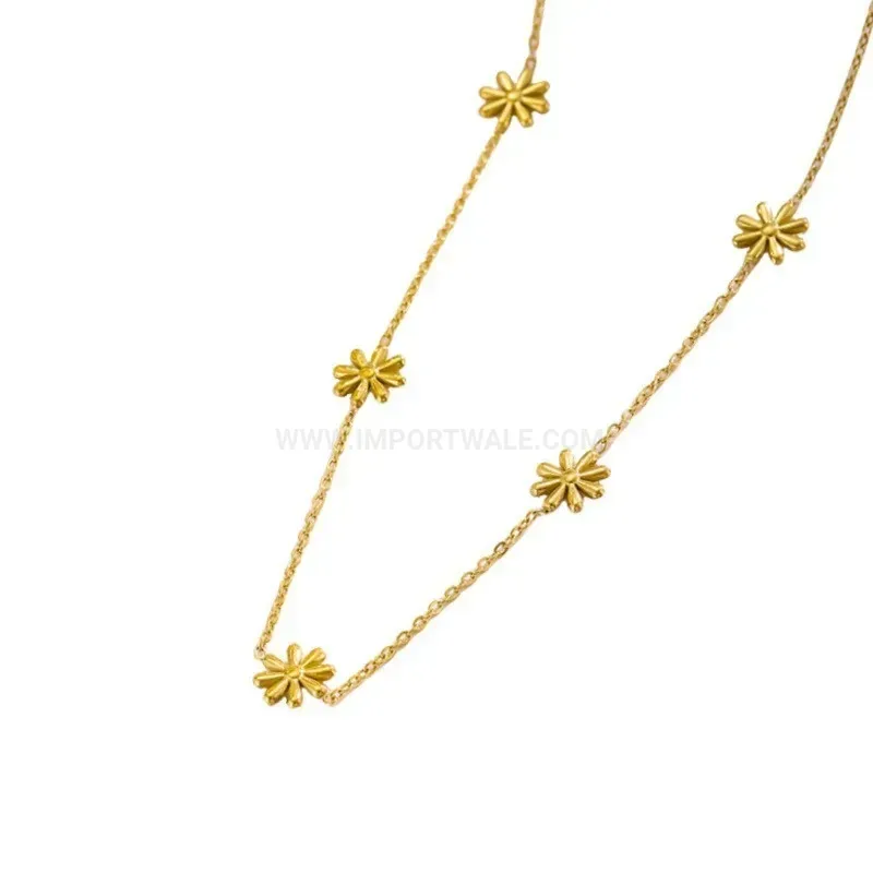 Designer Gold Plated Titanium Steel Daisy Flower Charm Necklace