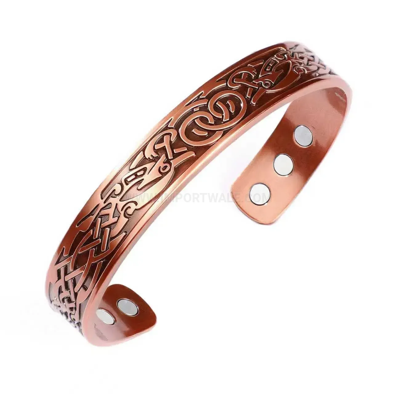 Pure Copper Magnetic Bio Bracelet with Vintage Ripple Texture