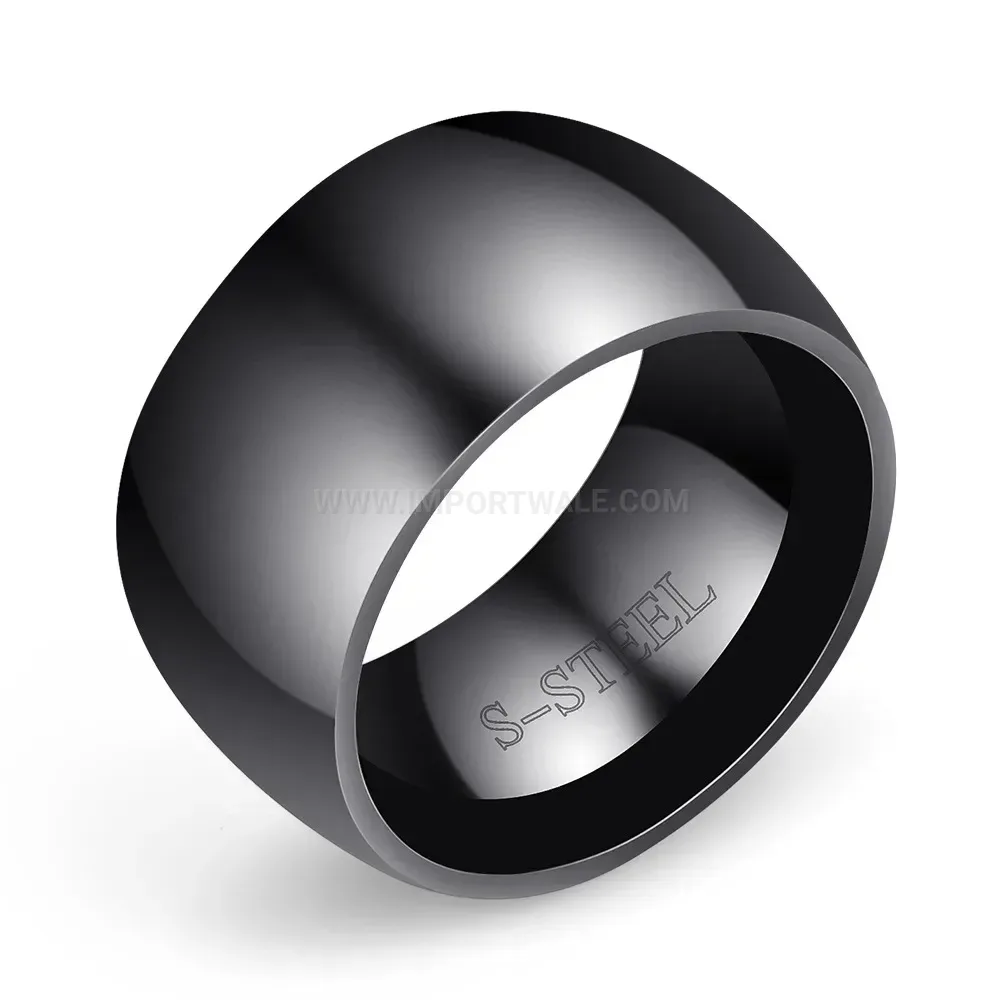 Classic Polished Stainless Steel Wide Band Ring for Men