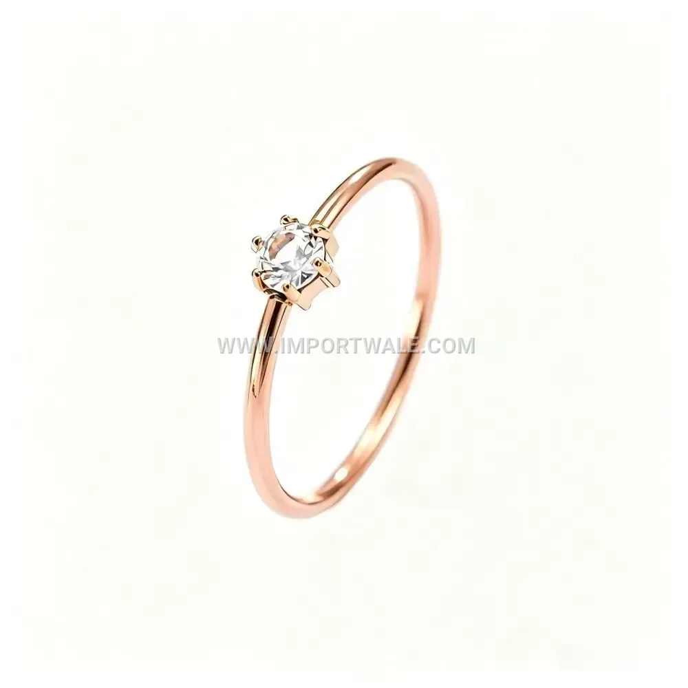 Six-Prong Stainless Steel Solitaire Zirconia Ring