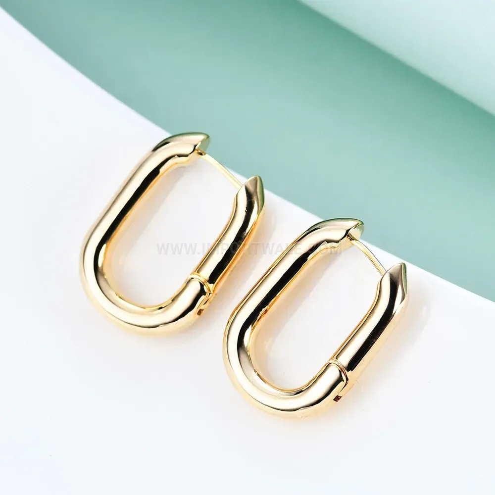 Premium Minimalist Gold Plated Copper U Shaped Hoop Earrings
