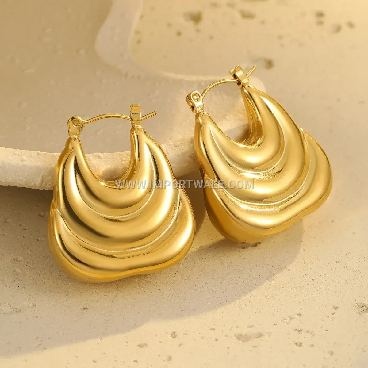 18K Gold Plated Geometric Openwork Stainless Steel Stud Earrings
