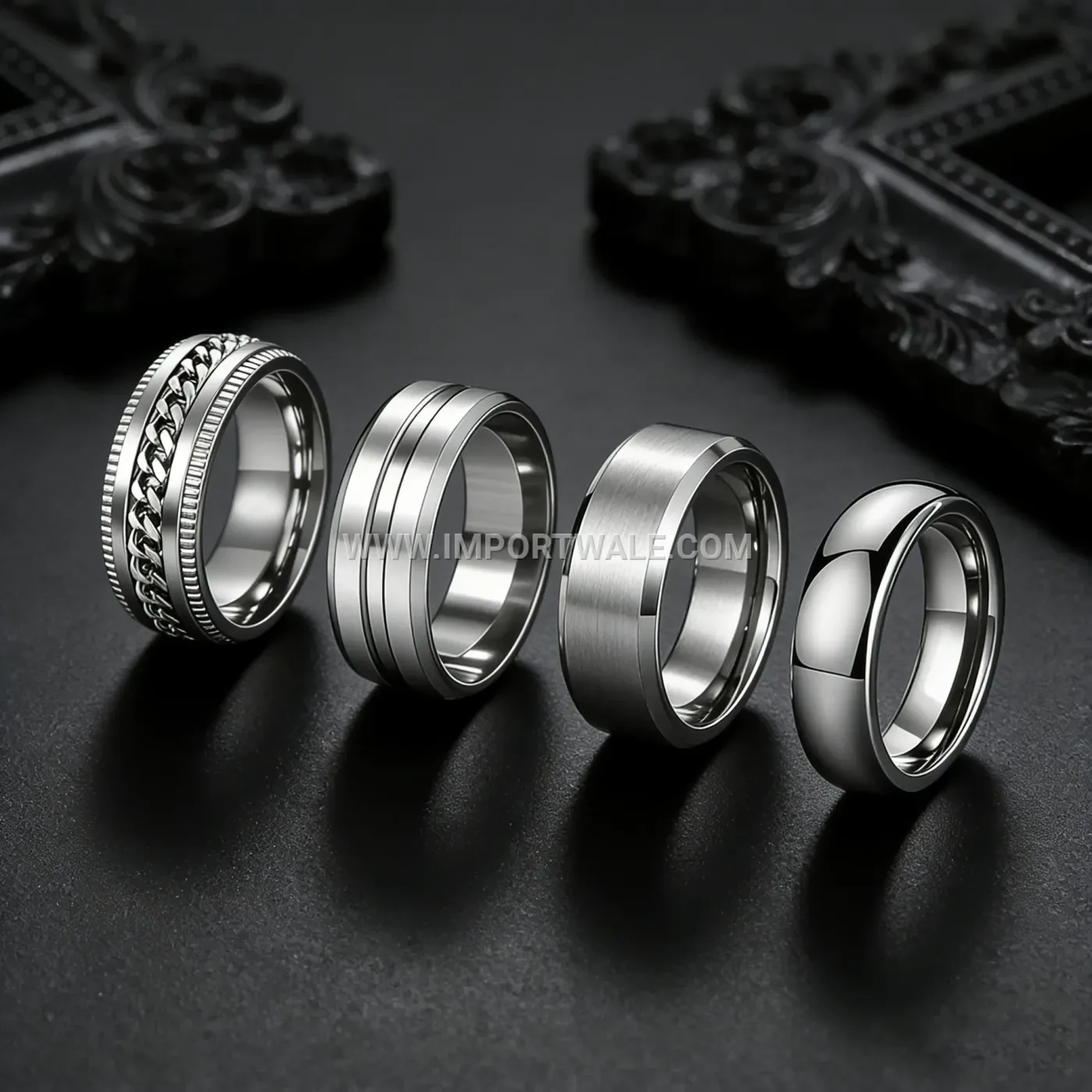 Vacuum Plated Stainless Steel Rhinestone Band Ring