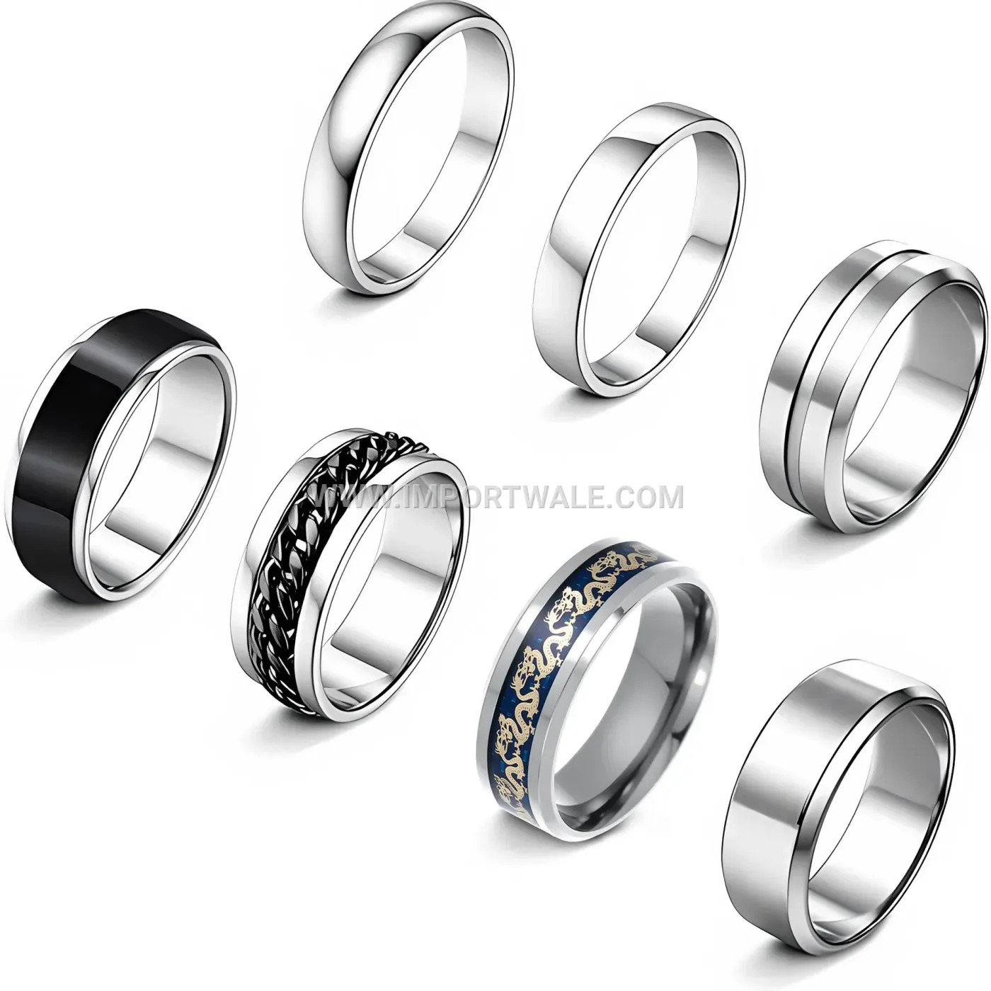 Slim Stainless Steel Three-Stone Band Ring