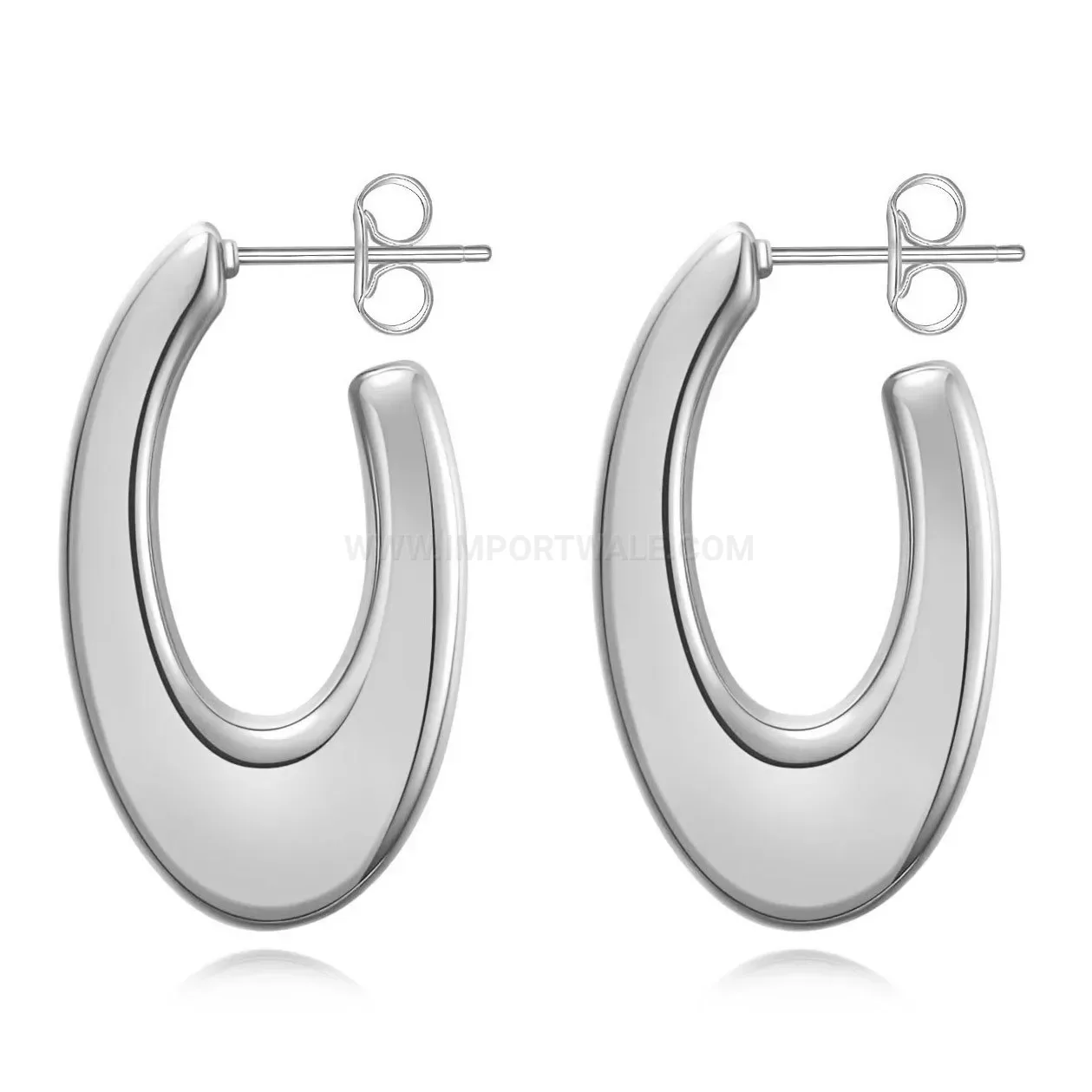 Designer Geometric 30mm Oval Stainless Steel Statement Hoop Earrings