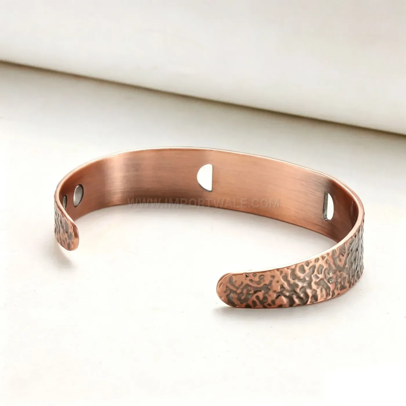 Hammered Vintage Pure Copper Cuff Bracelet with Black Agate