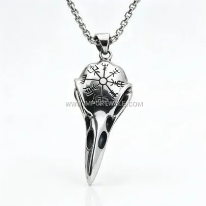 Norse Viking Raven Head Titanium Steel Pendant