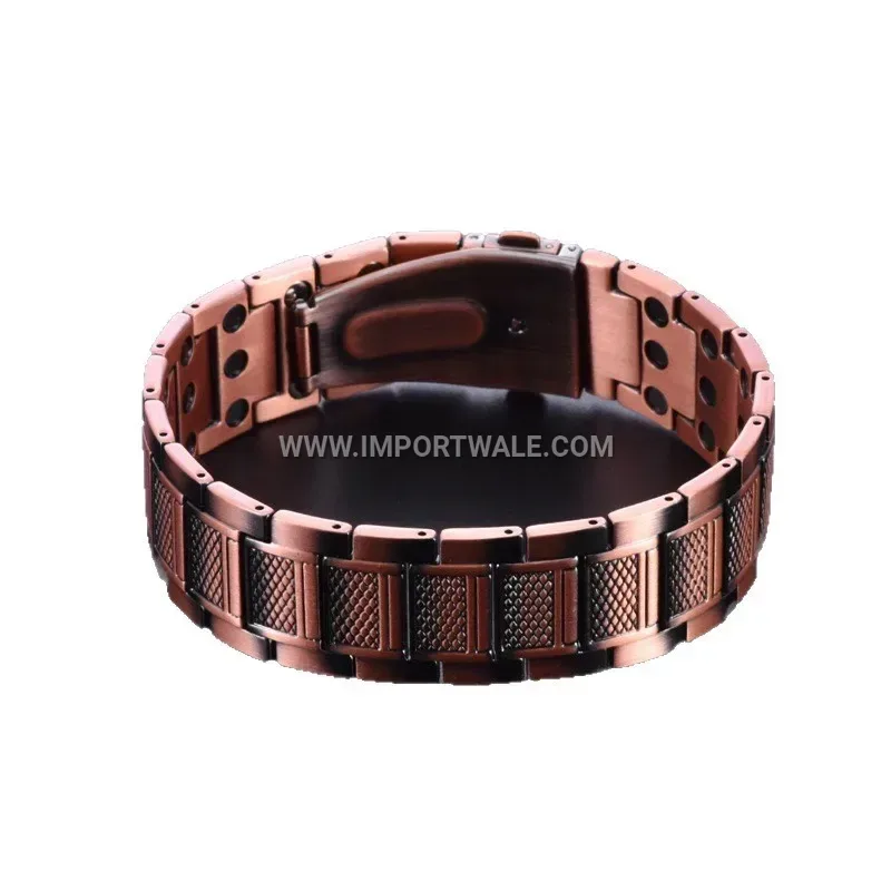 Men Double Row Grid Pattern Copper Magnetic Bracelet