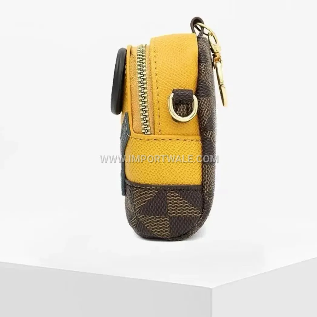 Mini Yellow Eyes PU Leather Crossbody Coin Pouch