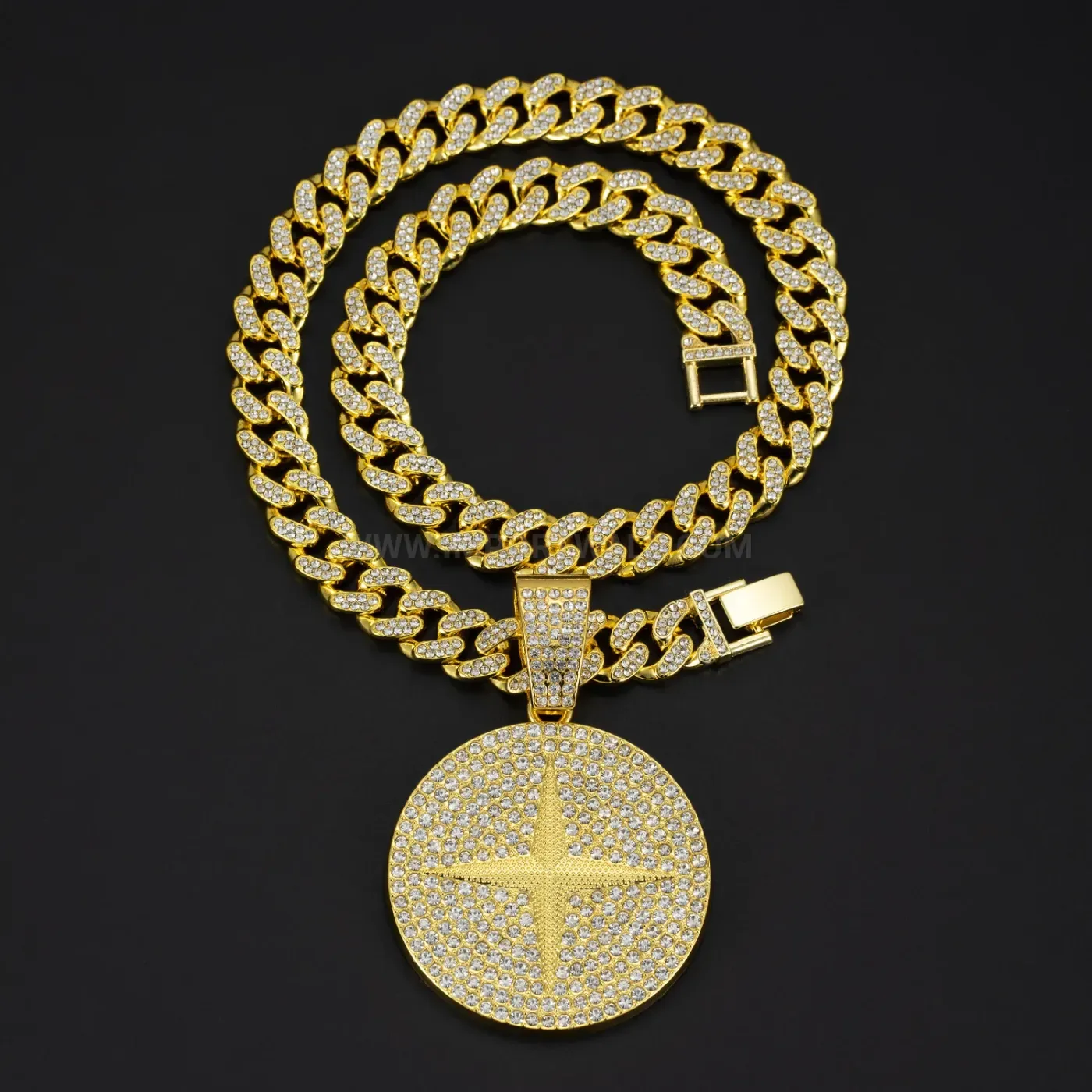 Iced Out Starburst Medallion Hip Hop Pendant